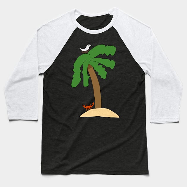 A Palm Tree on a Beach Baseball T-Shirt by Usagicollection